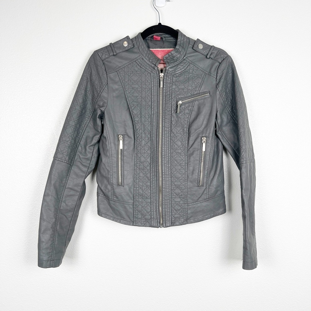 Collection By Bernardo Women's Faux Leather Jacket‎ Gray Sz S